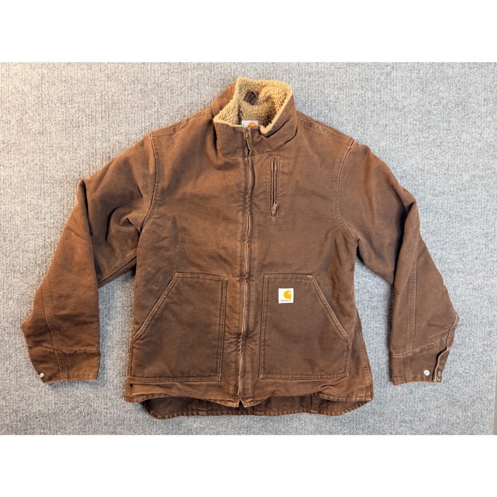 Carhartt WJ022 DKB Women Medium Brown Sandstone Ridge Sherpa Lined Jacket Coat